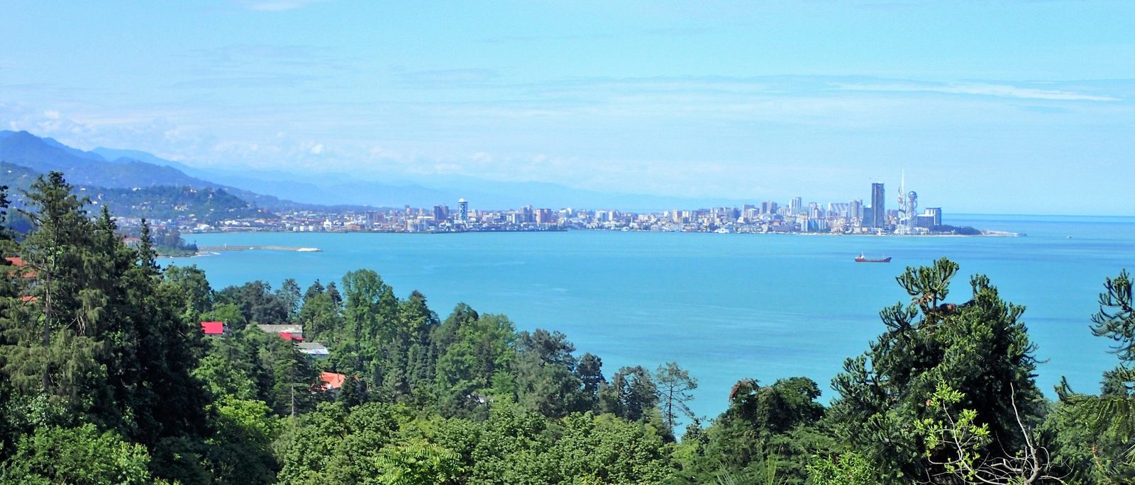 The modern Batumi skyline across the bay on the Black Sea, Georgia