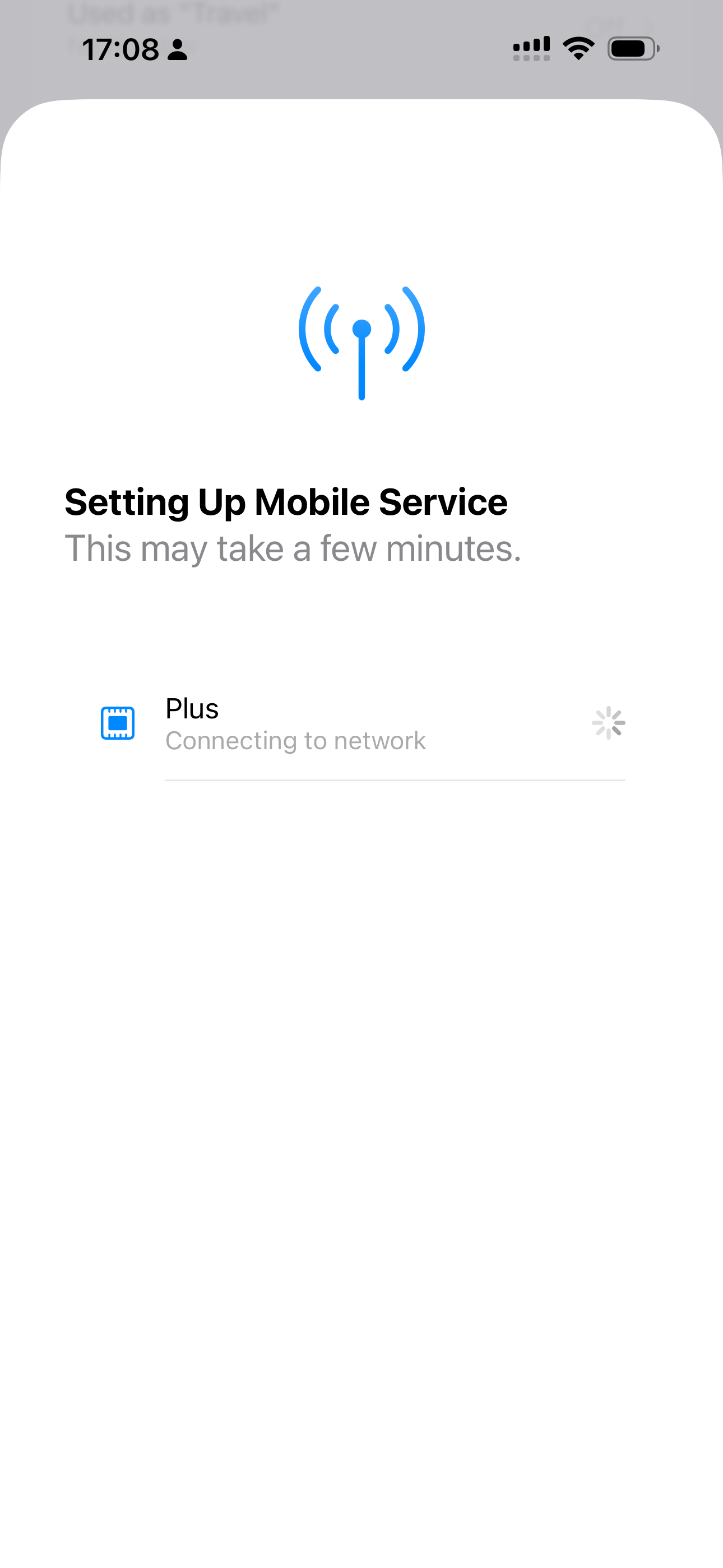 iPhone connecting the eSIMPal eSIM to a Thai mobile network during setup